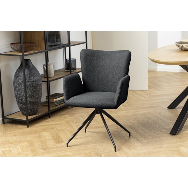 Krzesło Laura z podłokietnikami szary ciemny - ACTONA